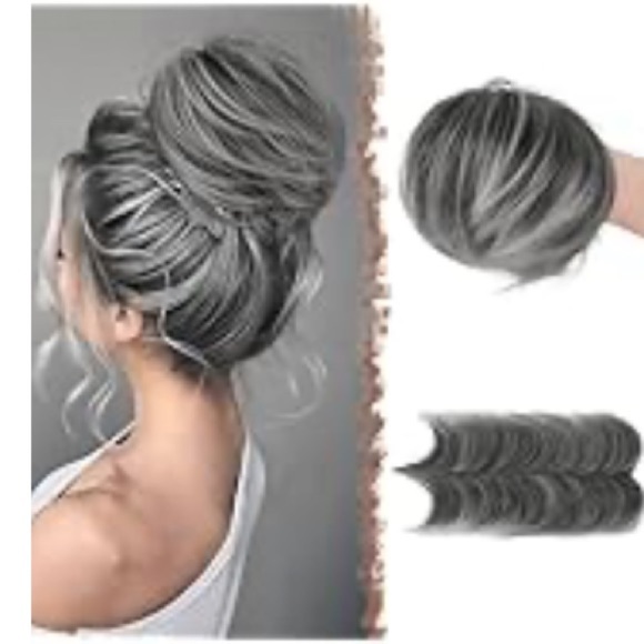 Feshfen Messy Hair Bun Stylish Gray Hair Bun Extension - Picture 1 of 5